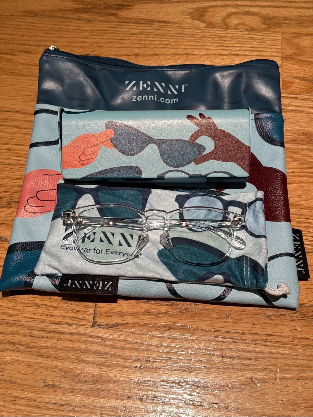 NWT ZENNI Clear Round Optical Glasses Package